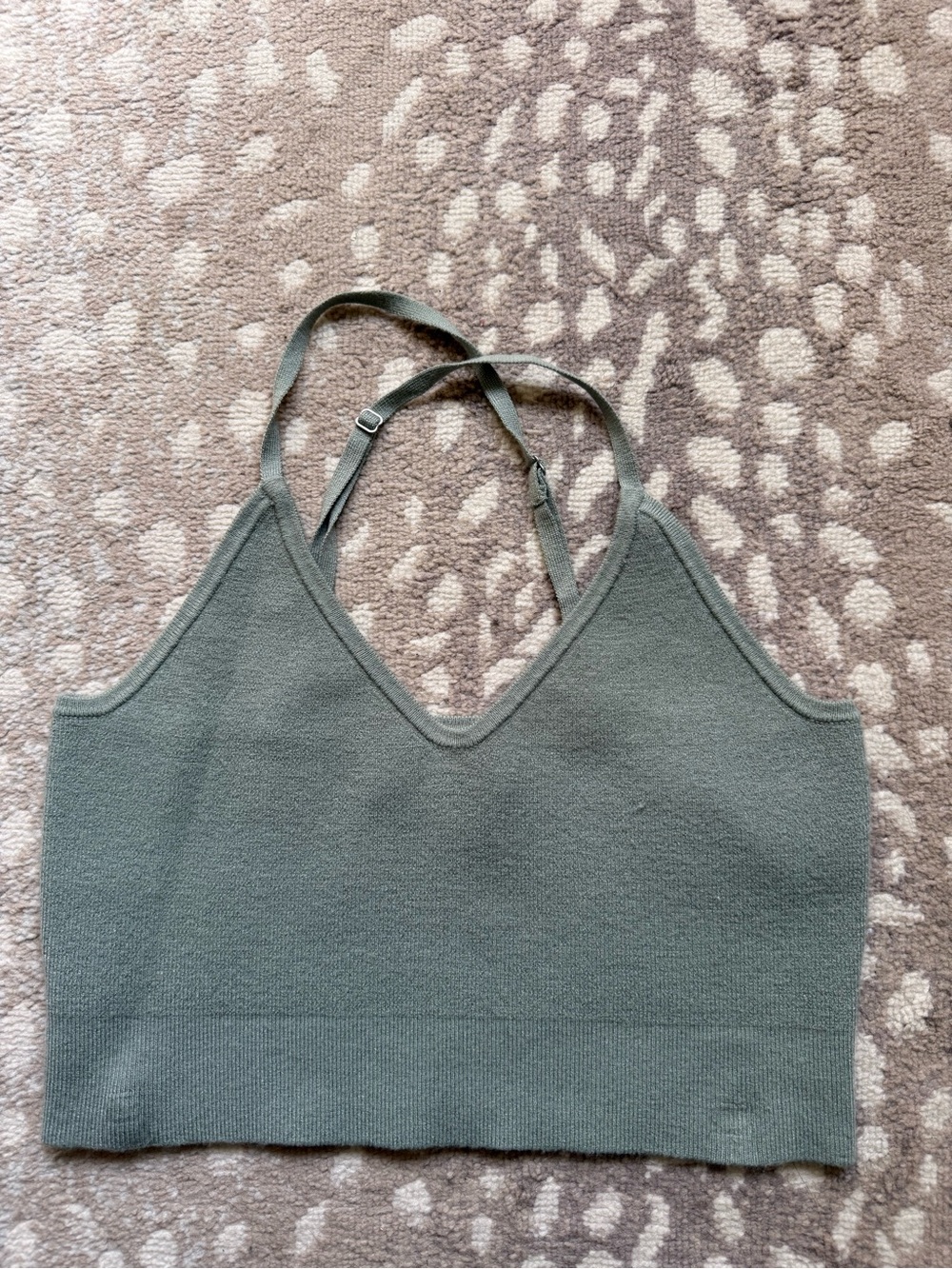 Abercrombie Sage Green V-Neck Knit Crop Top - matching pants listed